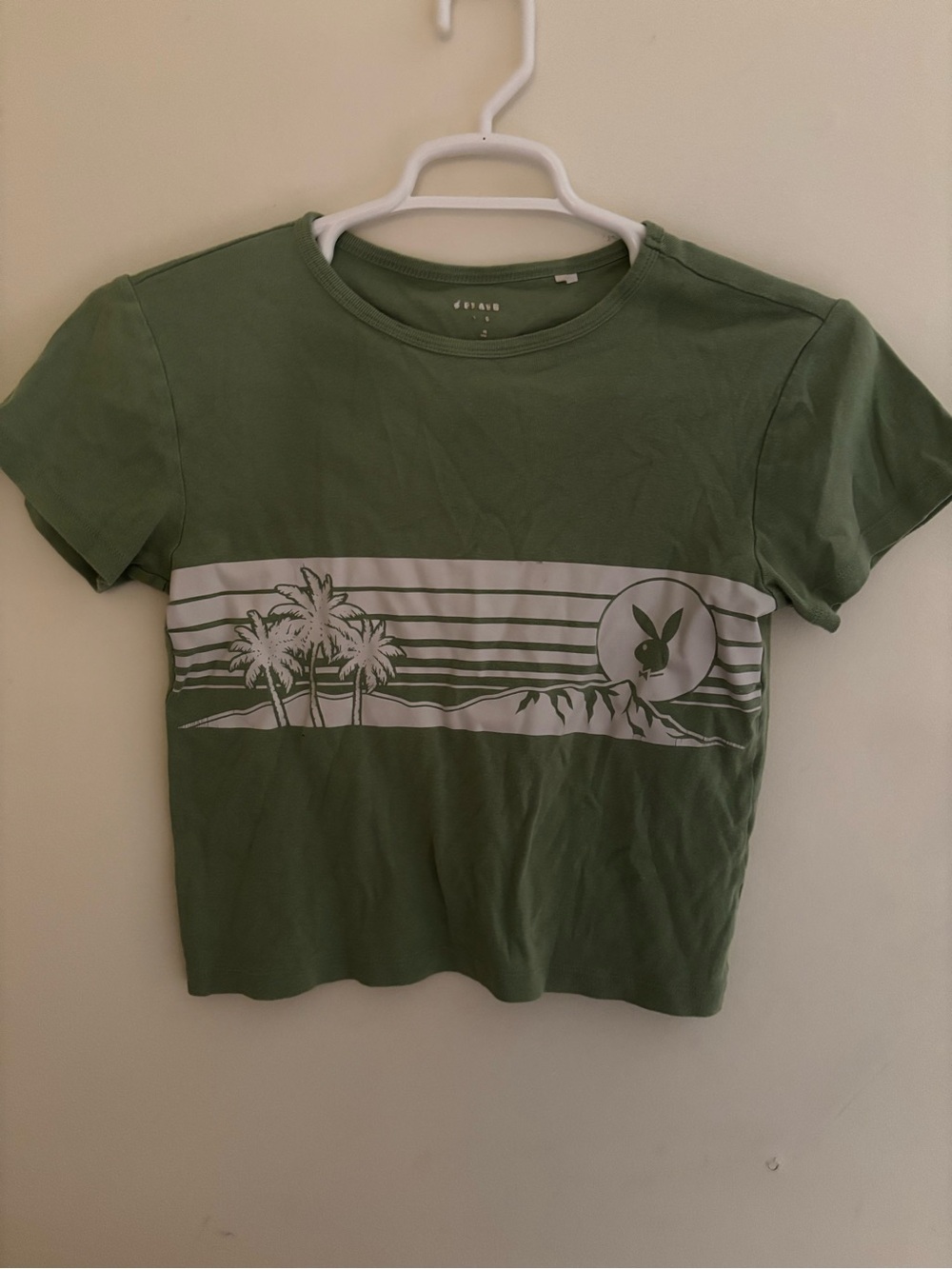 PLAYBOY Olive Green Tee with White Graphic